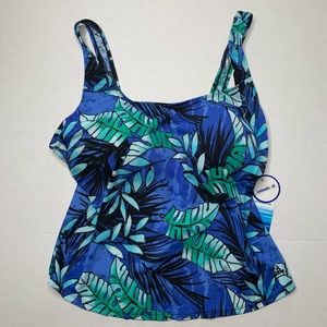 Aquabell Tankini top blue green floral size 18